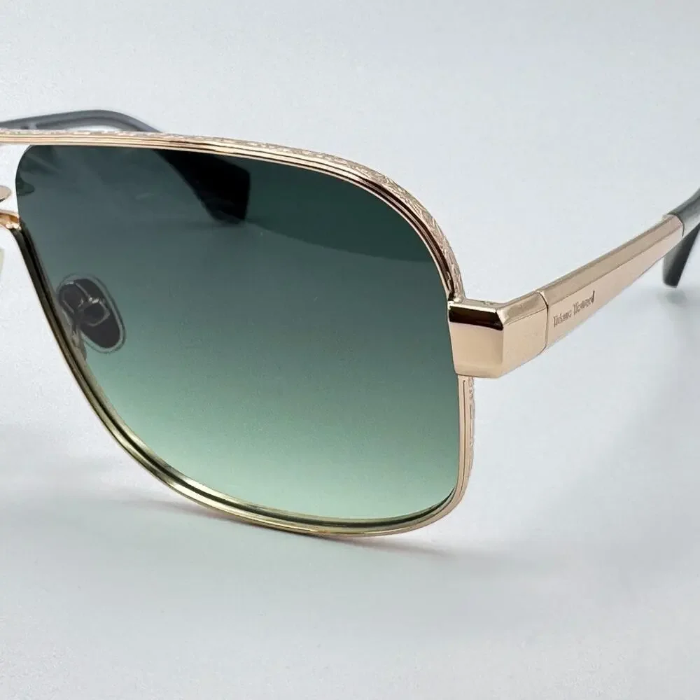 Vivienne Westwood Sunglasses Keith VW5101 400 Gold Aviator Green Gradient Lens